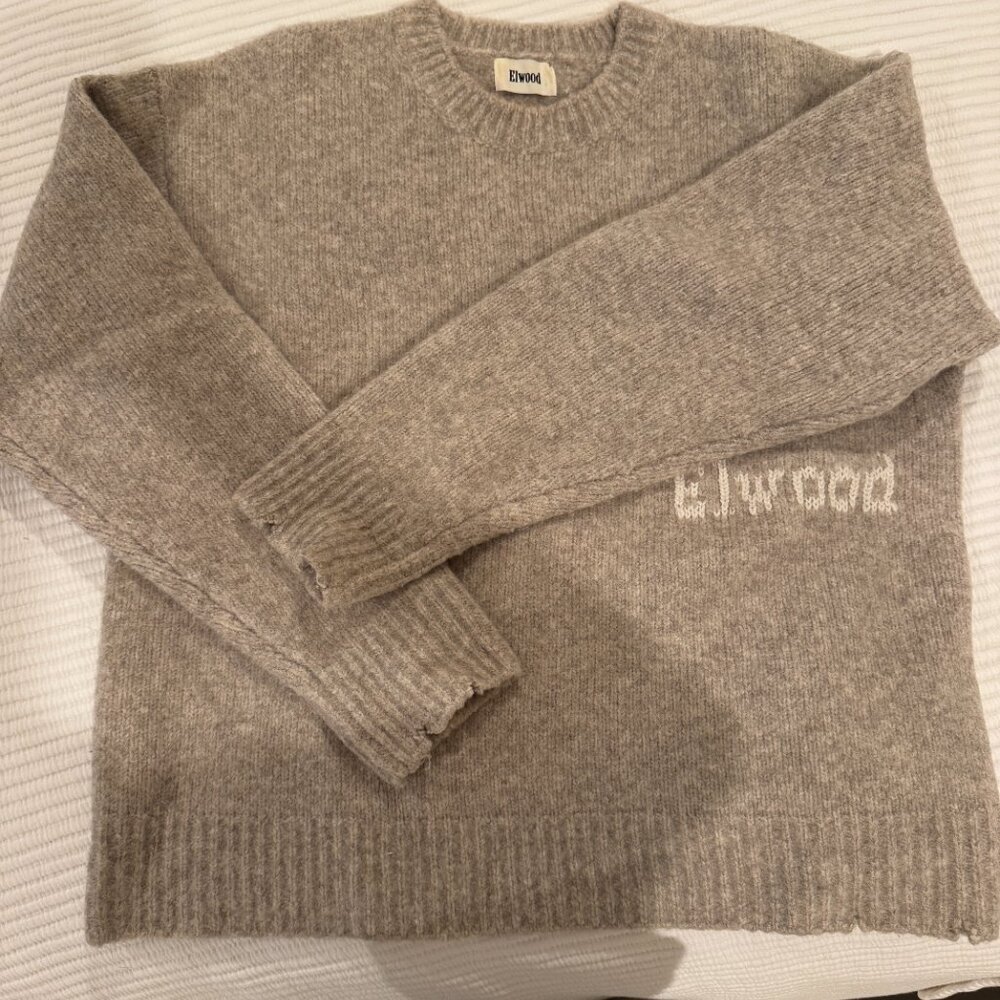 Elwood Women's Grey and Cream Knit Sweater Oatmeal XS - Picture 3 of 4